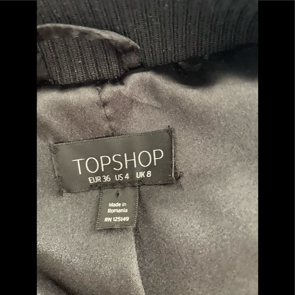 TOPSHOP Black Multi Hairy Houndstooth Coat - Picture 7 of 8
